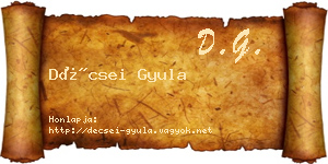 Décsei Gyula névjegykártya